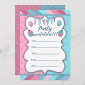 Uitnodiging voor feestje om met de hand te schrijv (Voorkant / Achterkant)