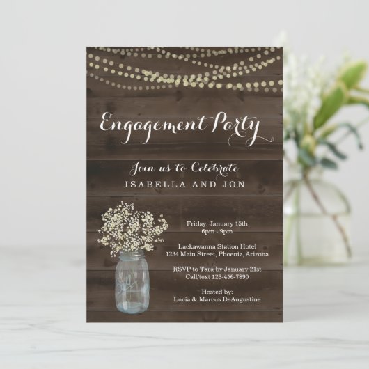 Uitnodiging voor feestje - Rustiek hout (Staand voorkant)