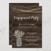 Uitnodiging voor feestje - Rustiek hout (Voorkant / Achterkant)