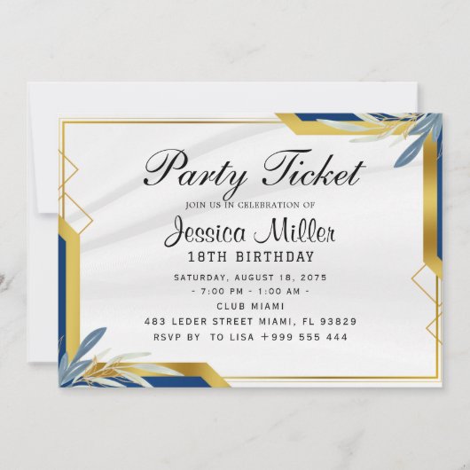 Uitnodiging voor feestticket (Voorkant)