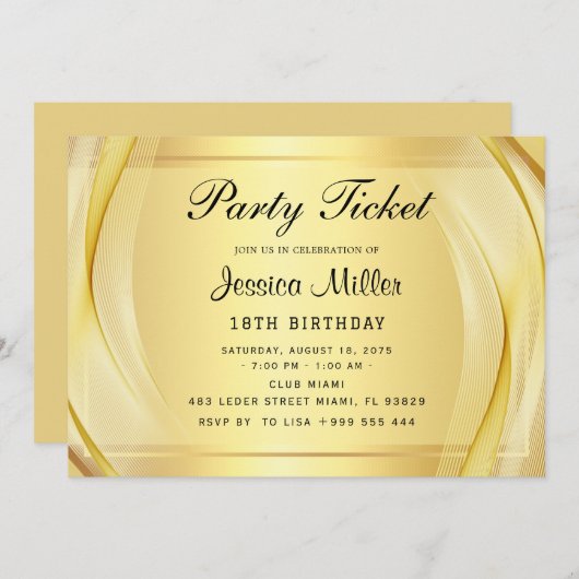 Uitnodiging voor feestticket (Voorkant / Achterkant)