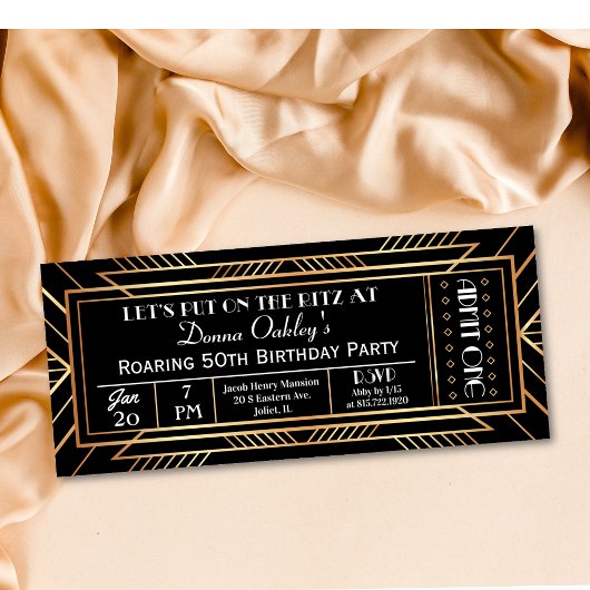 Uitnodiging voor feestticket Roaring Twenties