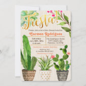 Uitnodiging voor Fiesta Succulent Cactus Baby Show (Voorkant)