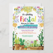 Uitnodiging voor Fiesta-verjaardagsfeest met cactu (Voorkant)