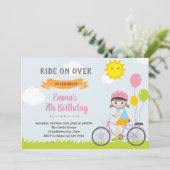 Uitnodiging voor fietsfeestje meisje (Staand voorkant)