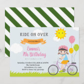 Uitnodiging voor fietsfeestje meisje (Voorkant / Achterkant)