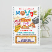 Uitnodiging voor film en pizza verjaardagsfeestje (Staand voorkant)