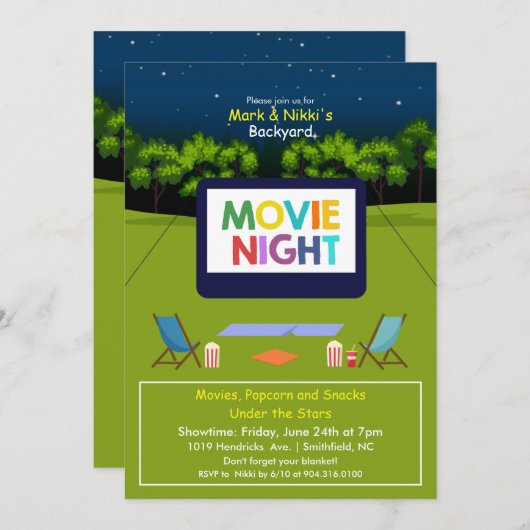 Uitnodiging voor filmavond in de achtertuin (Voorkant / Achterkant)