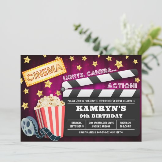 Uitnodiging voor filmfeest, filmavond (Staand voorkant)