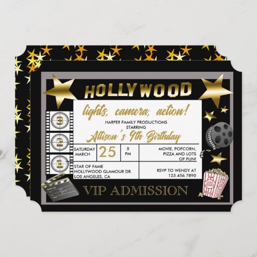 Uitnodiging voor filmfeestje (Voorkant / Achterkant)