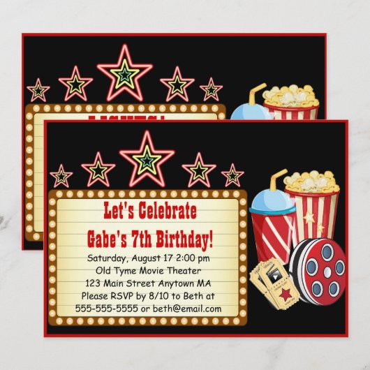 Uitnodiging voor filmliefdadigheidsfeest (Voorkant / Achterkant)