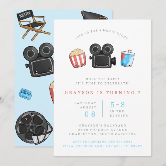 Uitnodiging voor filmliefdadigheidsfeest (Voorkant / Achterkant)