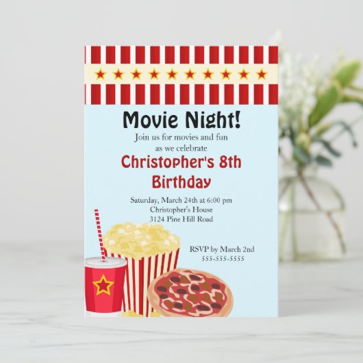 Uitnodiging voor filmliefdadigheidsfeest (Staand voorkant)