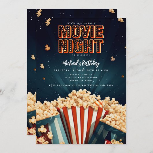 Uitnodiging voor filmliefdadigheidsfeest (Voorkant / Achterkant)