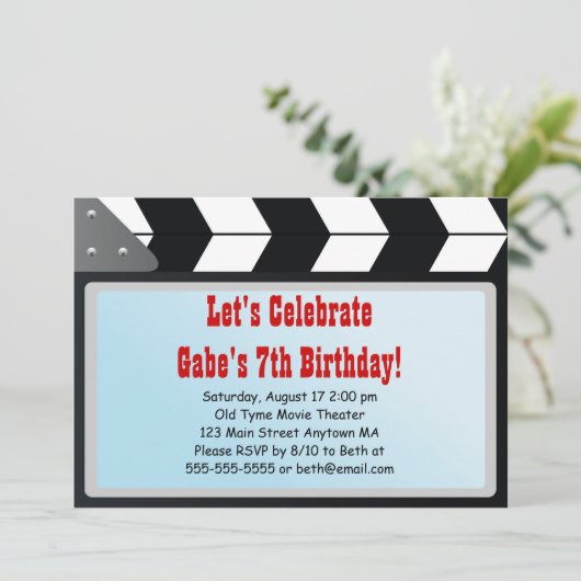 Uitnodiging voor filmliefdadigheidsfeest (Staand voorkant)