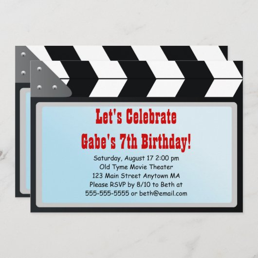 Uitnodiging voor filmliefdadigheidsfeest (Voorkant / Achterkant)