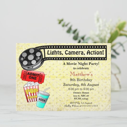 Uitnodiging voor filmliefdadigheidsfeest (Staand voorkant)