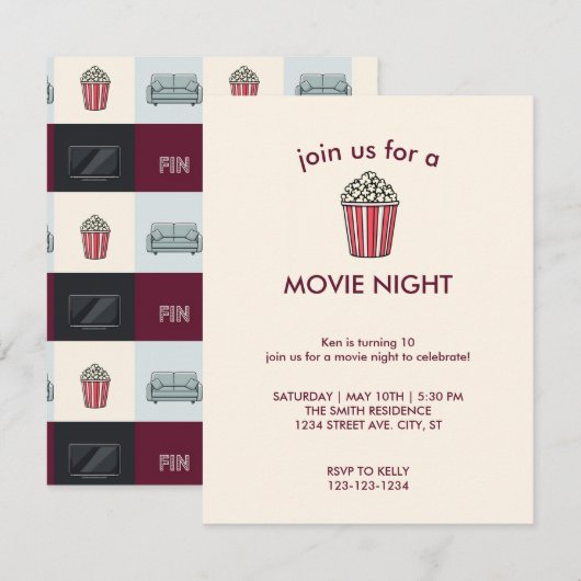 Uitnodiging voor filmliefdadigheidsfeest (Voorkant / Achterkant)