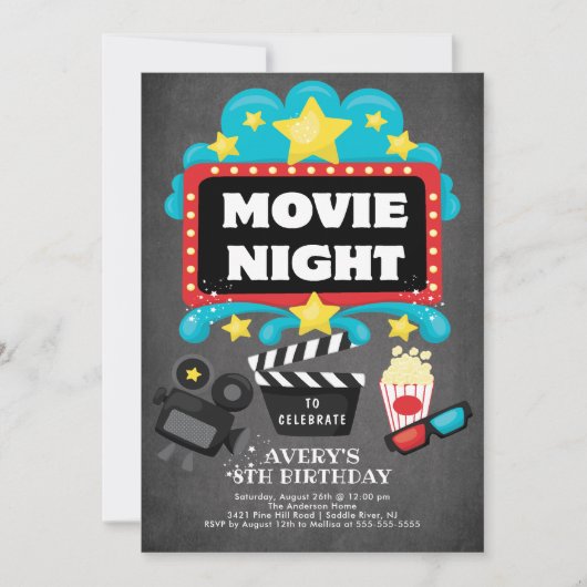 Uitnodiging voor filmliefdadigheidsfeest (Voorkant)