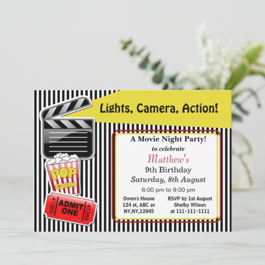 Uitnodiging voor filmliefdadigheidsfeest (Staand voorkant)