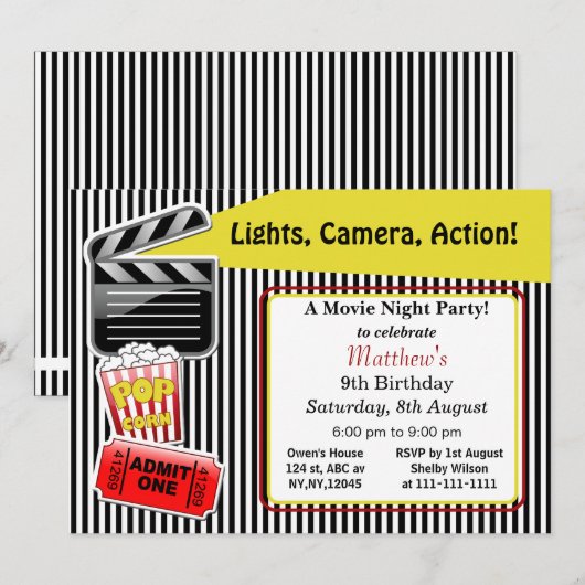 Uitnodiging voor filmliefdadigheidsfeest (Voorkant / Achterkant)