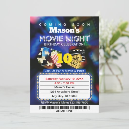 Uitnodiging voor filmliefdadigheidsfeest (Staand voorkant)