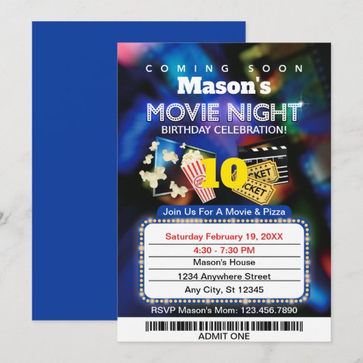 Uitnodiging voor filmliefdadigheidsfeest (Voorkant / Achterkant)