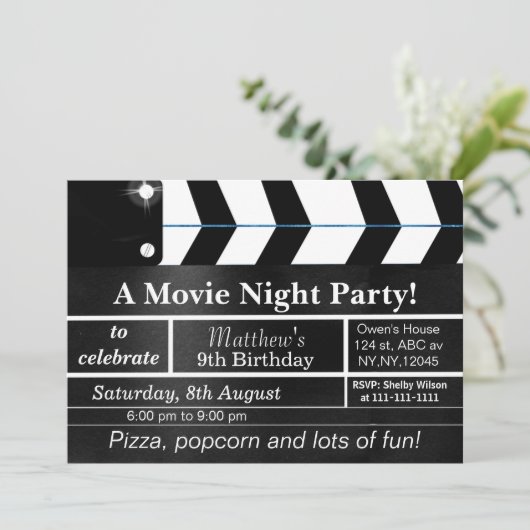 Uitnodiging voor filmliefdadigheidsfeest (Staand voorkant)