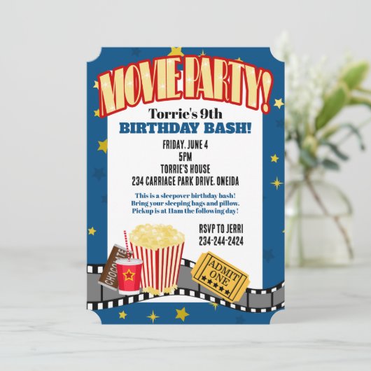 Uitnodiging voor filmliefdadigheidsfeest (Staand voorkant)