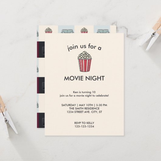 Uitnodiging voor filmliefdadigheidsfeest (Voorkant / Achterkant in situ)