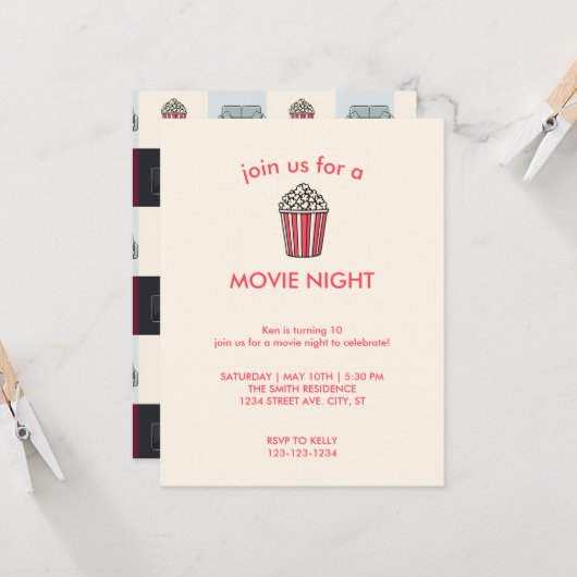 Uitnodiging voor filmliefdadigheidsfeest (Voorkant / Achterkant in situ)