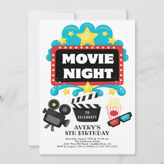 Uitnodiging voor filmliefdadigheidsfeest (Voorkant)