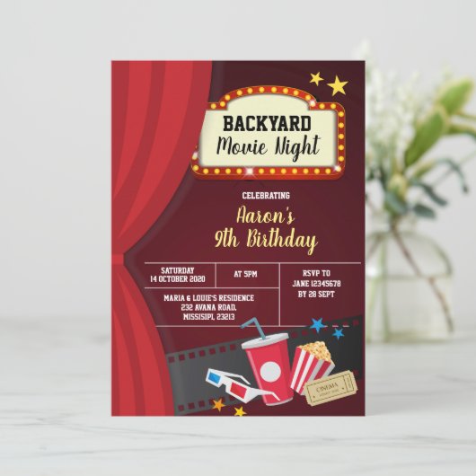 Uitnodiging voor filmliefdadigheidsfeest op aarde (Staand voorkant)