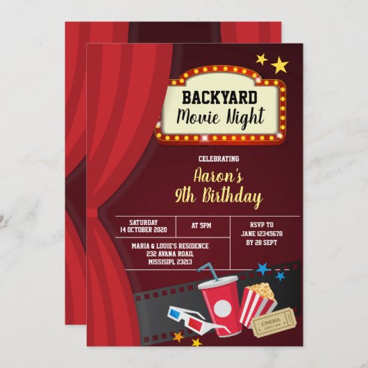 Uitnodiging voor filmliefdadigheidsfeest op aarde (Voorkant / Achterkant)