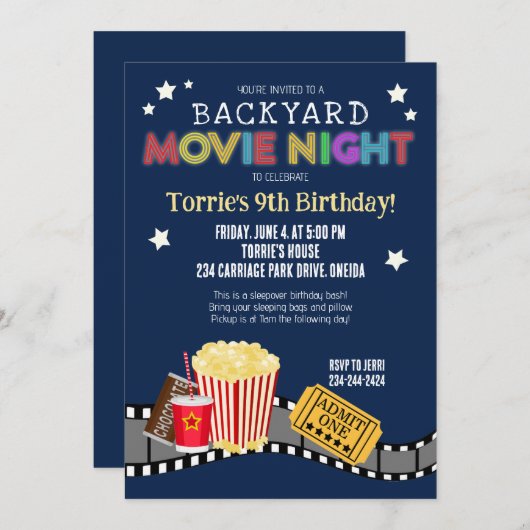 Uitnodiging voor filmliefdadigheidsfeest op aarde (Voorkant / Achterkant)