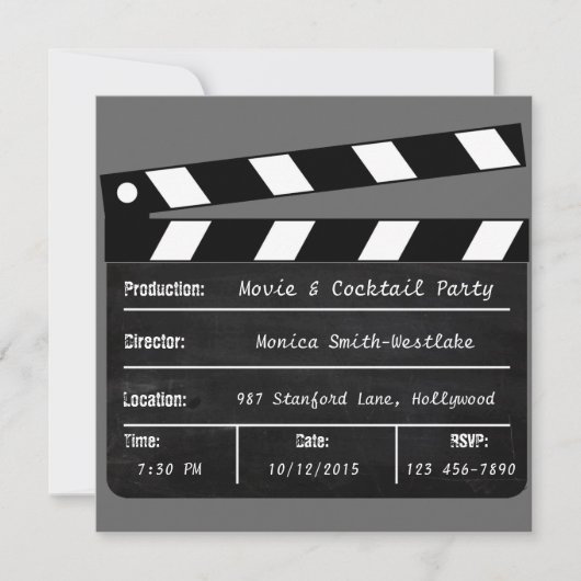 Uitnodiging voor films en cocktail (Voorkant)