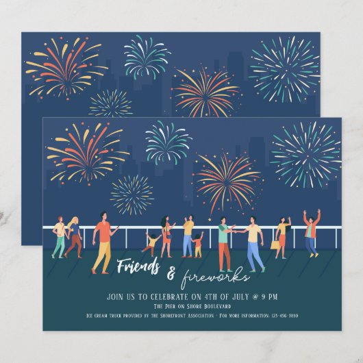 uitnodiging voor Fireworks-weergave in de buurt (Voorkant / Achterkant)