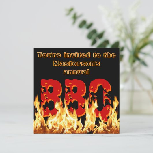 Uitnodiging voor Flaming BBQ (Staand voorkant)
