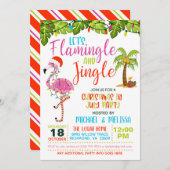 Uitnodiging voor Flamingle & Jingle Kerst in juli- (Voorkant / Achterkant)