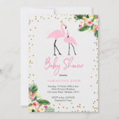 Uitnodiging voor Flamingo Baby shower (Voorkant)