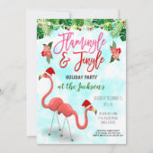 Uitnodiging voor Flamingo Christmas Party (Voorkant)