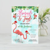 Uitnodiging voor Flamingo Christmas Party (Staand voorkant)