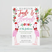 Uitnodiging voor Flamingo Christmas Party (Staand voorkant)