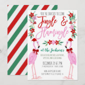 Uitnodiging voor Flamingo Christmas Party (Voorkant / Achterkant)