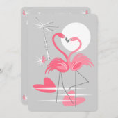 Uitnodiging voor Flamingo Liefde verticaal (Voorkant / Achterkant)