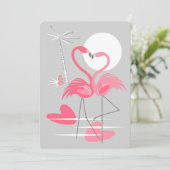 Uitnodiging voor Flamingo Liefde verticaal (Staand voorkant)