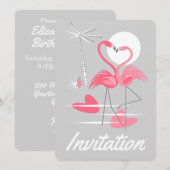 Uitnodiging voor Flamingo's Liefde verticaal (Voorkant / Achterkant)