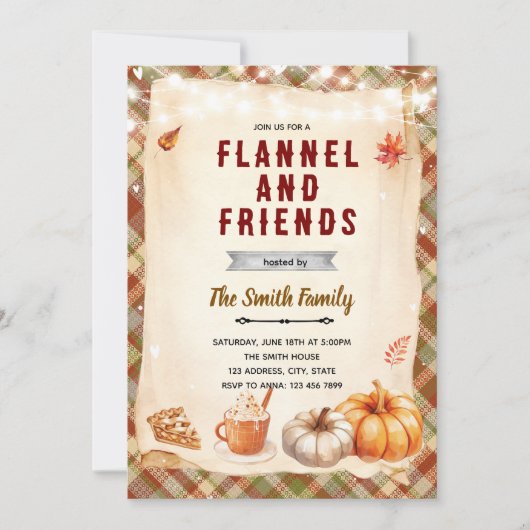 Uitnodiging voor Flanellen Kampvuur en S'mores-fee (Voorkant)