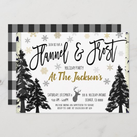 Uitnodiging voor Flannel en Frost-feest (Voorkant / Achterkant)