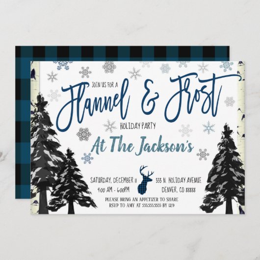 Uitnodiging voor Flannel en Frost-feest (Voorkant / Achterkant)